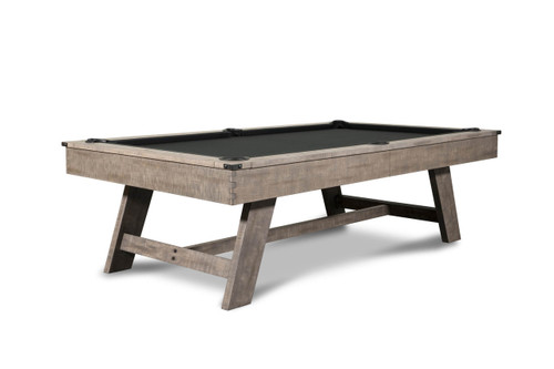 The Hunter Slate Pool Table by Nixon Billiards, viewed in a striking 3/4 angle against a clean, white background, highlights the table’s premium craftsmanship and refined design. Featuring elegant, tapered slanted legs and a rich Antique Finish that showcases the natural wood grain, this pool table exudes timeless luxury. Its seamless integration of rustic charm and modern functionality makes it a perfect centerpiece for any game room or home entertainment space. The sophisticated look is complemented by genuine leather drop pockets and customizable felt options, bringing professional-grade play into your home. This beautifully designed table is more than a game—it’s an investment in style and quality, offering a blend of aesthetic appeal and lasting durability for years of enjoyment.