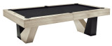 The Annex Pool Table styled in a modern game room with its two-tone Natural Ash and Black Ash finish, serving as a centerpiece for entertainment and style.